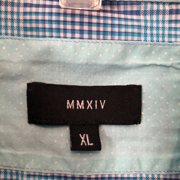 MMXIV plaid shirt Men's XL two tone blue 100% cotton business casual button up - Picture 6 of 10